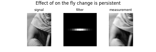 Effect of on the fly change is persistent, signal, filter, measurement