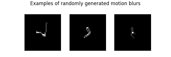 Examples of randomly generated motion blurs