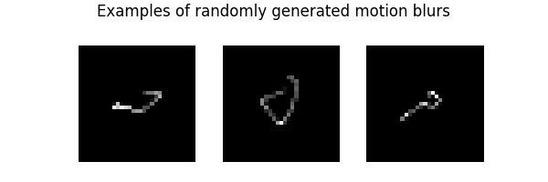 Examples of randomly generated motion blurs